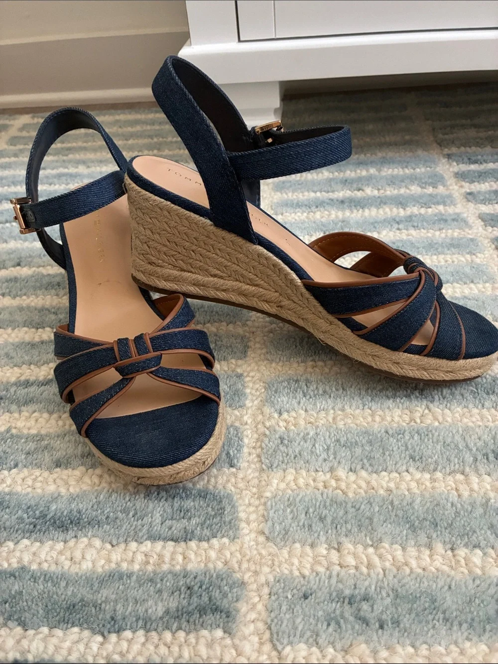 Tommy Hilfiger Denim Blue Espadrille Wedge Sandals